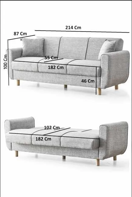 Torlan 3-sits Soffa - Grå - Möbler - Soffa - Bäddsoffa