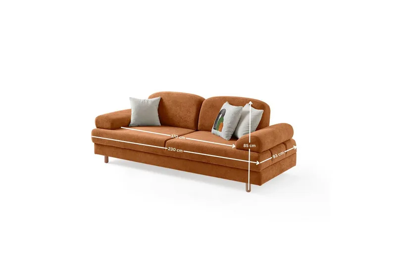 Torrelis Bäddsoffa 3-sits - Terrakotta - Möbler - Soffa - Bäddsoffa