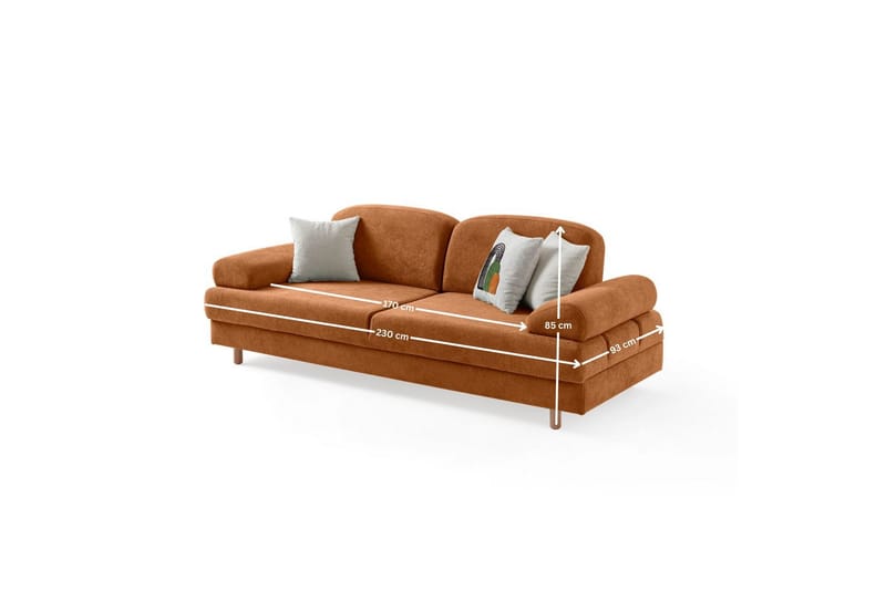 Torrelis Bäddsoffa 3-sits - Terrakotta - Möbler - Soffa - Bäddsoffa