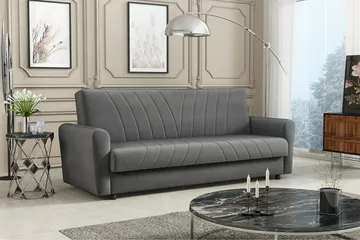 Torskudden Längsbäddad Bäddsoffa 115x190 cm med Förvaring i Tyg - Grå - Möbler - Soffa - Bäddsoffa