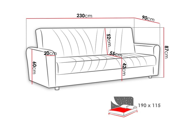 Torskudden Soffa - Grå - Bäddsoffa - Bäddsoffa 4 sits - Sammetssoffa