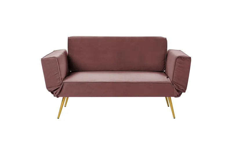 Touya 2-sits Fällbar Bäddsoffa 75x187 cm i Sammet, Rosa