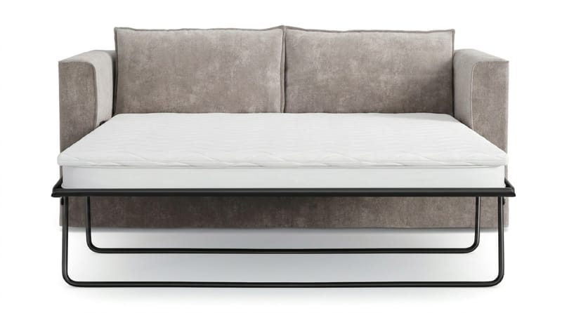 Travstad 3-sits Bäddsoffa med HVILA Bäddmadrass 140x200 cm Latex med Tvättbar klädsel - Grå/Vit - Möbler - Soffa - Bäddsoffa - Bäddsoffa 3 sits