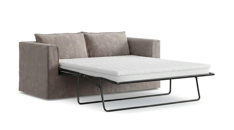 Travstad 3-sits Bäddsoffa med HVILA Bäddmadrass 140x200 cm Latex med Tvättbar klädsel - Grå/Vit - Möbler - Soffa - Bäddsoffa - Bäddsoffa 3 sits