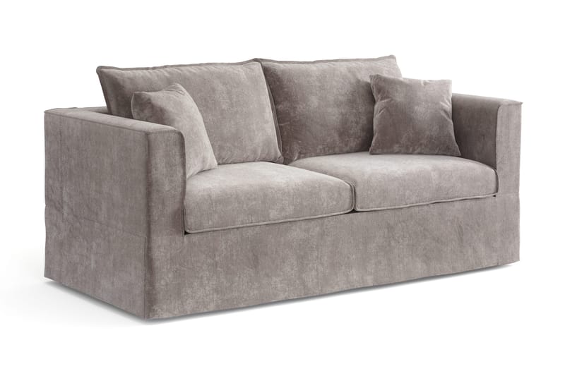 Travstad 3-sits Bäddsoffa med HVILA Bäddmadrass 140x200 cm Latex med Tvättbar klädsel - Grå/Vit - Möbler - Soffa - Bäddsoffa - Bäddsoffa 3 sits