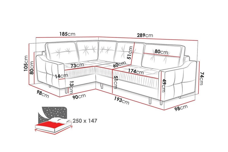 Tregaron 4-sits Hörnbäddsoffa - Bäddsoffa - Hörnbäddsoffa