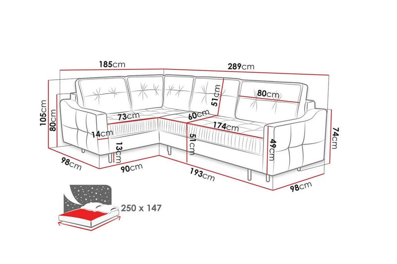 Tregaron 4-sits Hörnbäddsoffa - Möbler - Soffa - Bäddsoffa