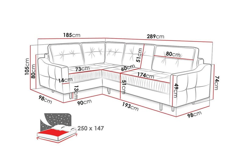 Tregaron 4-sits Hörnbäddsoffa - Bäddsoffa - Hörnbäddsoffa