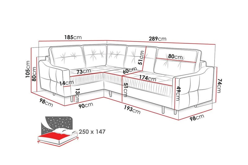 Tregaron 4-sits Hörnbäddsoffa - Bäddsoffa - Hörnbäddsoffa