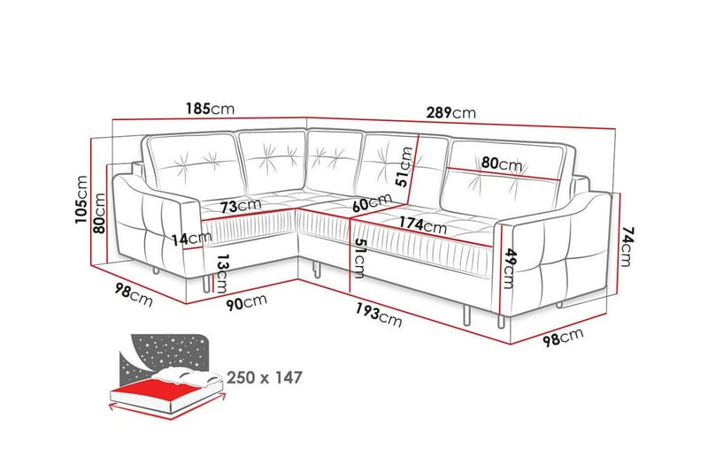 Tregaron 4-sits Hörnbäddsoffa - Bäddsoffa - Hörnbäddsoffa