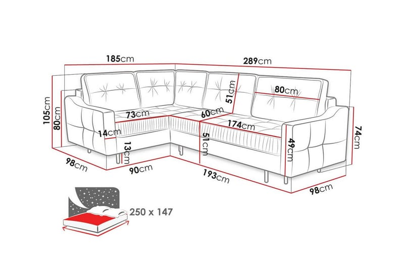 Tregaron 4-sits Hörnbäddsoffa - Bäddsoffa - Hörnbäddsoffa