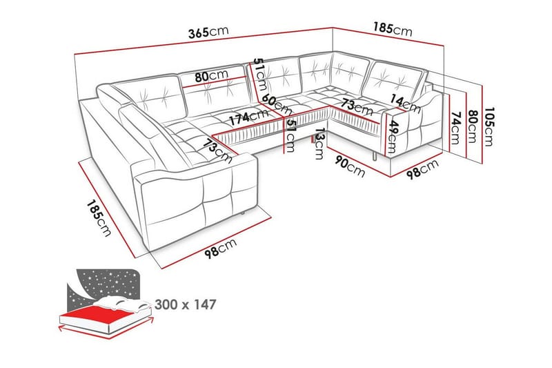 Tregaron 5-sits Hörnbäddsoffa - Bäddsoffa - Hörnbäddsoffa