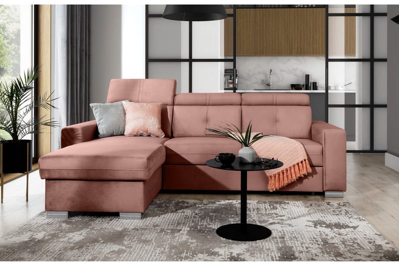 Trent Bäddsoffa m. Divan med Förvaring 3-sits - Rosa - Bäddsoffa - Bäddsoffa divan