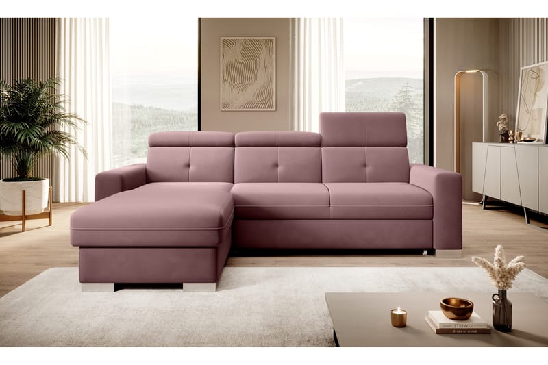 Trent Bäddsoffa m. Divan med Förvaring 3-sits - Rosa - Bäddsoffa - Bäddsoffa divan