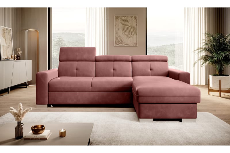 Trent Bäddsoffa m. Divan med Förvaring 3-sits - Rosa - Möbler - Soffa - Bäddsoffa