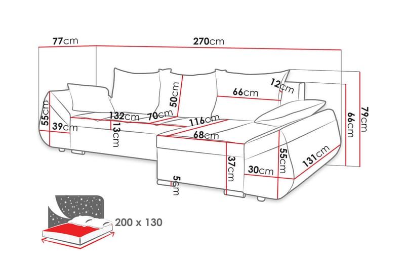 Trolleboda 8-sits Bäddsoffa Vänster - Beige/Brun - Bäddsoffa - Bäddsoffa divan