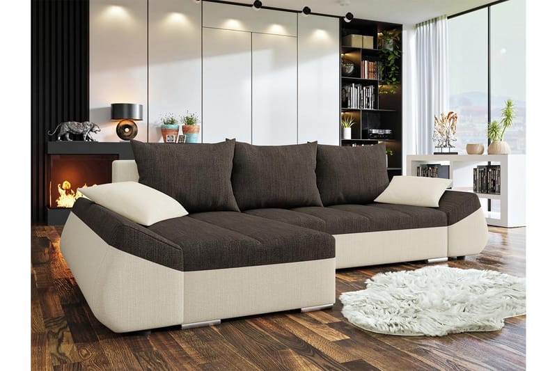 Trolleboda 8-sits Bäddsoffa Vänster - Beige/Brun - Bäddsoffa - Bäddsoffa divan