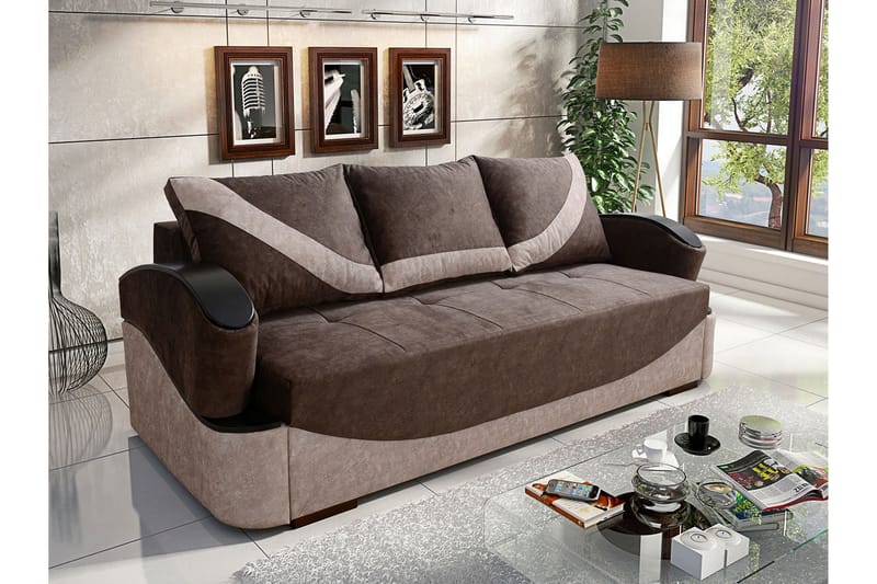 Turbo Bäddsoffa 200x96x90 cm - Brun/Grå - Möbler - Soffa - Bäddsoffa