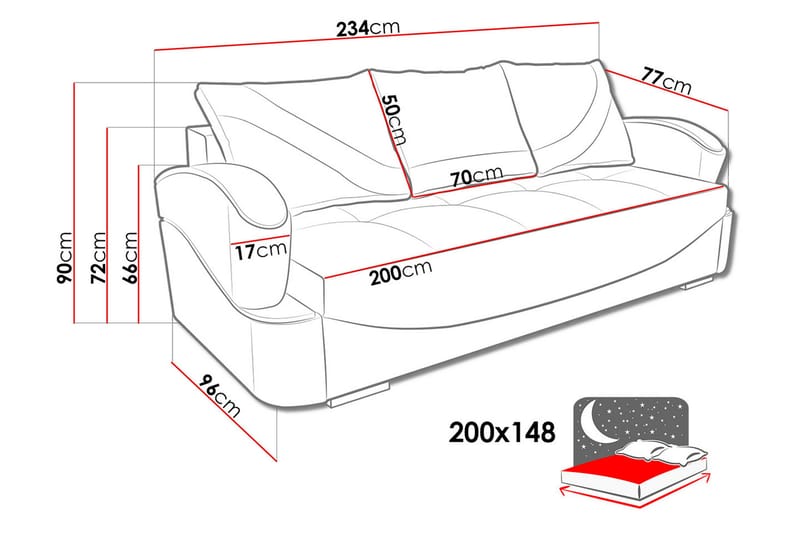 Turbo Bäddsoffa 200x96x90 cm - Brun/Grå - Möbler - Soffa - Bäddsoffa