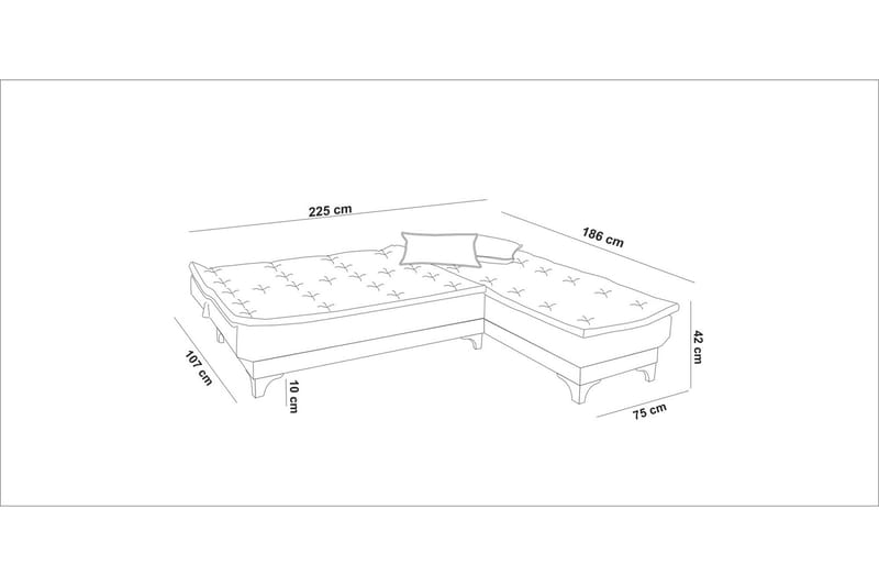 Turso Bäddsoffa med Divan Höger - Blå - Möbler - Soffa - Bäddsoffa