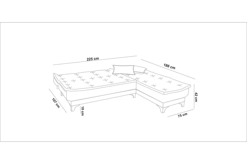 Turso Bäddsoffa med Divan Höger - Grå - Möbler - Soffa - Bäddsoffa