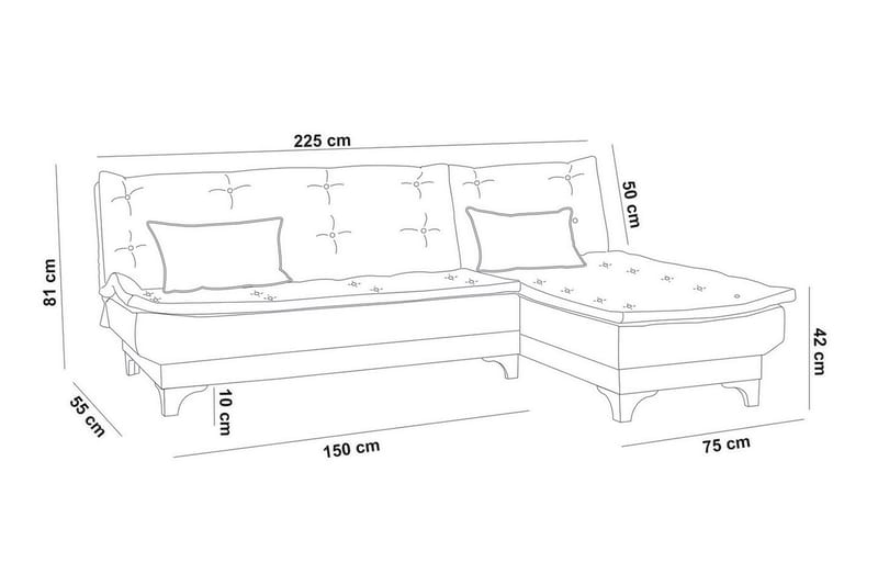 Turso Bäddsoffa med Divan Höger - Grå - Möbler - Soffa - Bäddsoffa