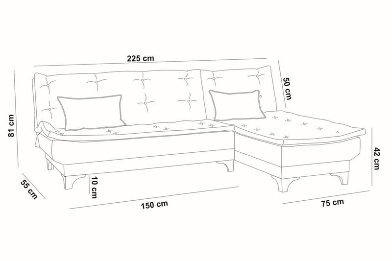 Turso Bäddsoffa med Divan Höger - Ljusbrun - Möbler - Soffa - Bäddsoffa