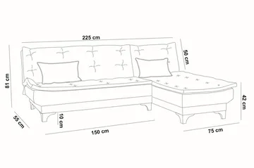 Turso Bäddsoffa med Divan Höger - Ljusbrun - Möbler - Soffa - Bäddsoffa