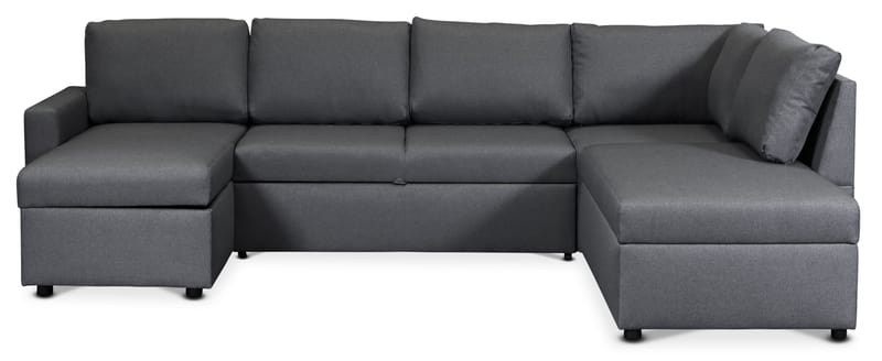 U soffa bäddsoffa grå med förvaring - Mörkgrå - Möbler - Soffa - Bäddsoffa