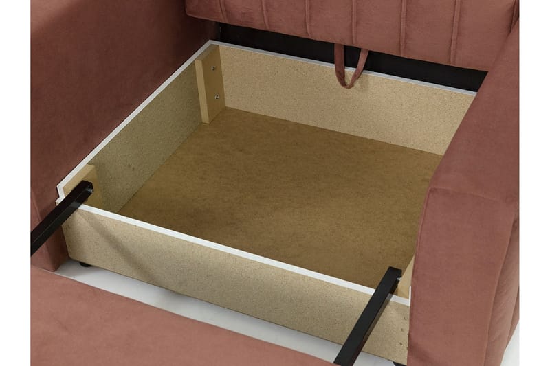Upperud 1-sits Bäddbar Rektangulär Bäddsoffa med Förvaring i Sammet - Rosa - Möbler - Soffa - Bäddsoffa