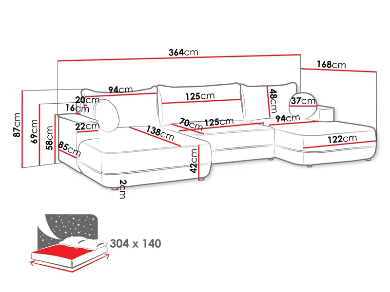 Uppland Bäddsoffa Dubbeldivan 5-sits - Grå - Möbler - Soffa - Bäddsoffa