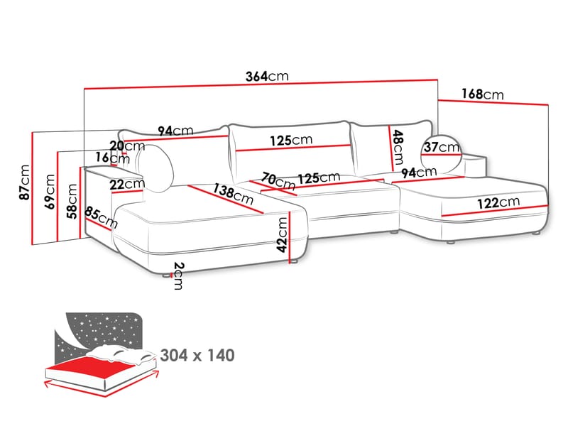 Uppland Bäddsoffa Dubbeldivan 5-sits - Grå - Möbler - Soffa - Bäddsoffa