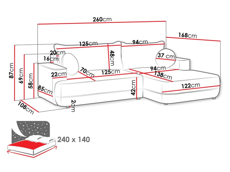 Uppland Bäddsoffa med Divan 3-sits - Vit - Möbler - Soffa - Bäddsoffa