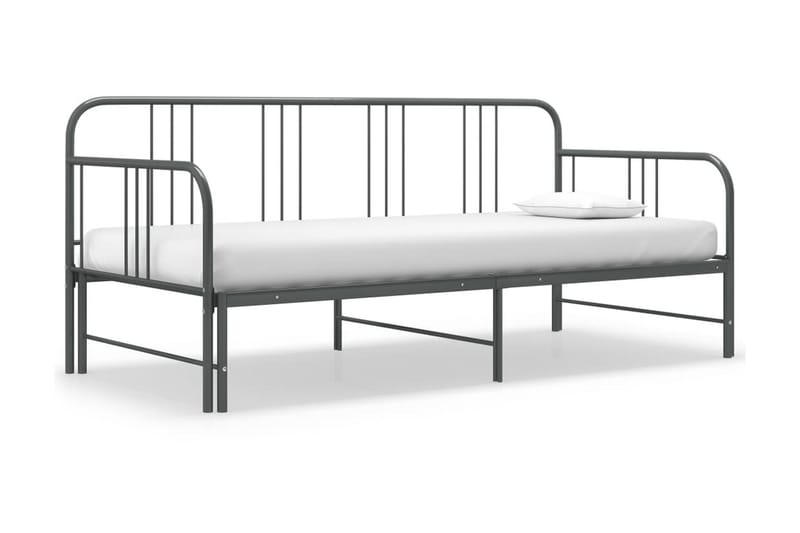 Utdragbar sängram bäddsoffa grå metall 90x200 cm - Grå - Bäddsoffa