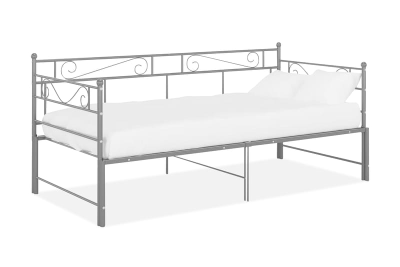 Utdragbar sängram bäddsoffa grå metall 90x200 cm - Grå - Möbler - Soffa - Bäddsoffa