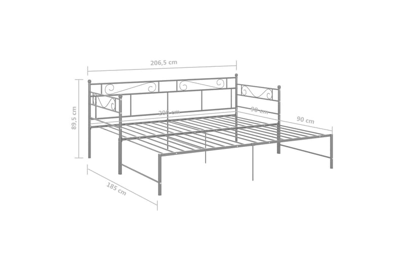 Utdragbar sängram bäddsoffa grå metall 90x200 cm - Grå - Möbler - Soffa - Bäddsoffa