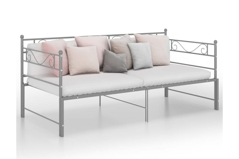 Utdragbar sängram bäddsoffa grå metall 90x200 cm - Grå - Möbler - Soffa - Bäddsoffa
