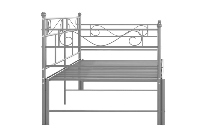 Utdragbar sängram bäddsoffa grå metall 90x200 cm - Grå - Bäddsoffa