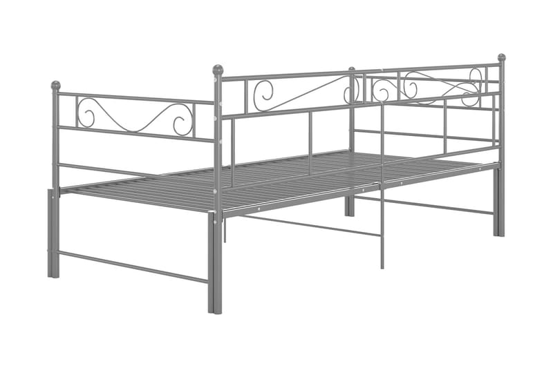 Utdragbar sängram bäddsoffa grå metall 90x200 cm - Grå - Möbler - Soffa - Bäddsoffa