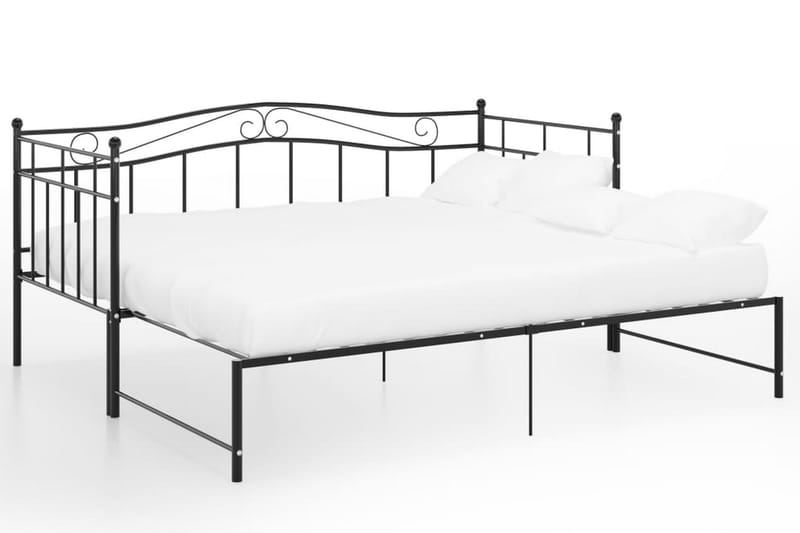 Utdragbar sängram bäddsoffa svart metall 90x200 cm - Svart - Möbler - Soffa - Bäddsoffa