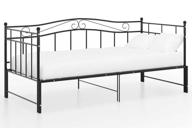 Utdragbar sängram bäddsoffa svart metall 90x200 cm - Svart - Möbler - Soffa - Bäddsoffa