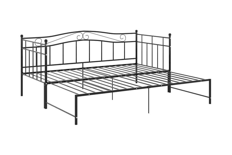 Utdragbar sängram bäddsoffa svart metall 90x200 cm - Svart - Möbler - Soffa - Bäddsoffa