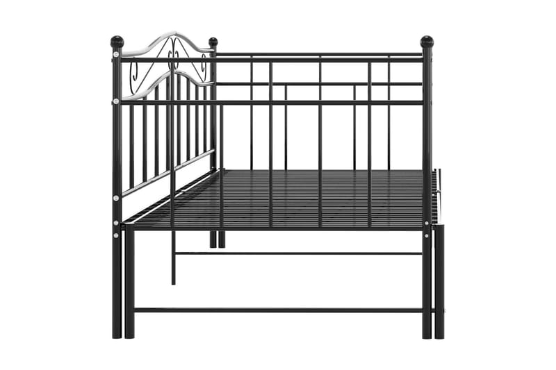 Utdragbar sängram bäddsoffa svart metall 90x200 cm - Svart - Möbler - Soffa - Bäddsoffa