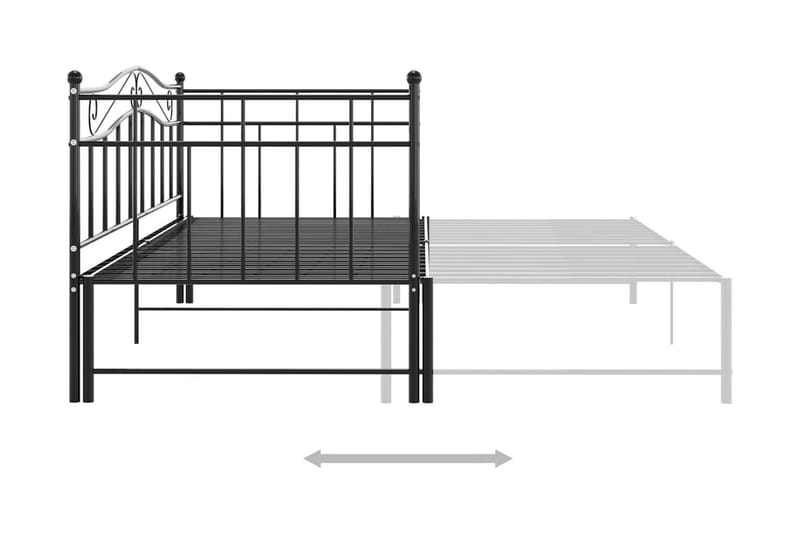 Utdragbar sängram bäddsoffa svart metall 90x200 cm - Svart - Möbler - Soffa - Bäddsoffa