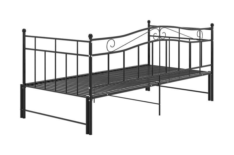 Utdragbar sängram bäddsoffa svart metall 90x200 cm - Svart - Möbler - Soffa - Bäddsoffa