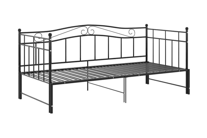Utdragbar sängram bäddsoffa svart metall 90x200 cm - Svart - Möbler - Soffa - Bäddsoffa