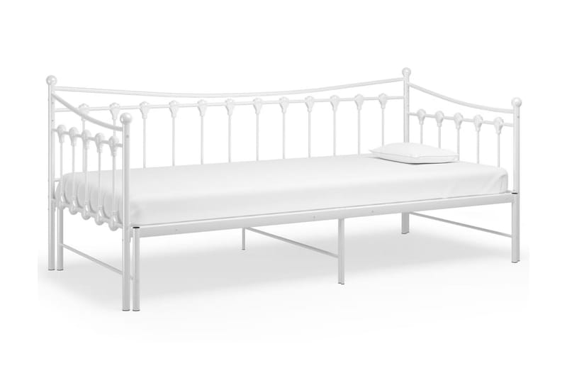 Utdragbar sängram bäddsoffa vit metall 90x200 cm - Vit - Möbler - Soffa - Bäddsoffa