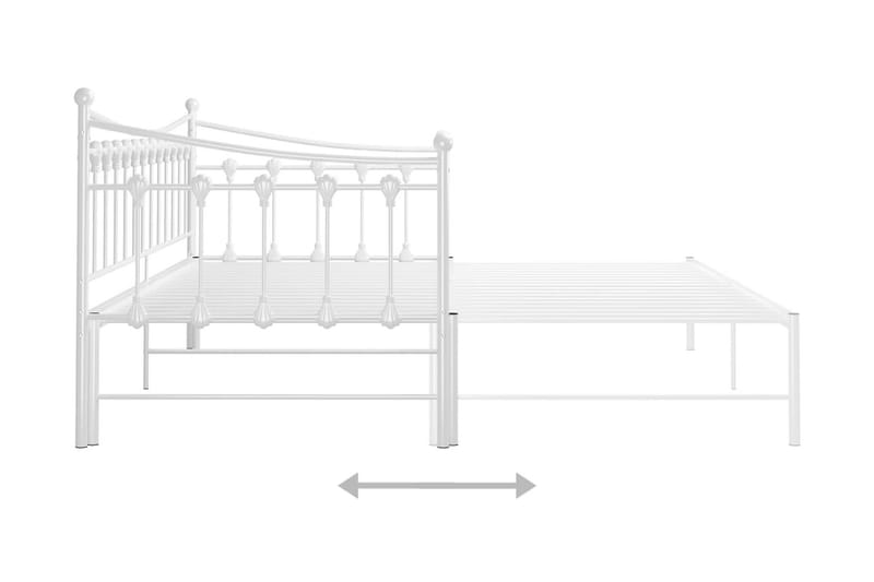 Utdragbar sängram bäddsoffa vit metall 90x200 cm - Vit - Möbler - Soffa - Bäddsoffa