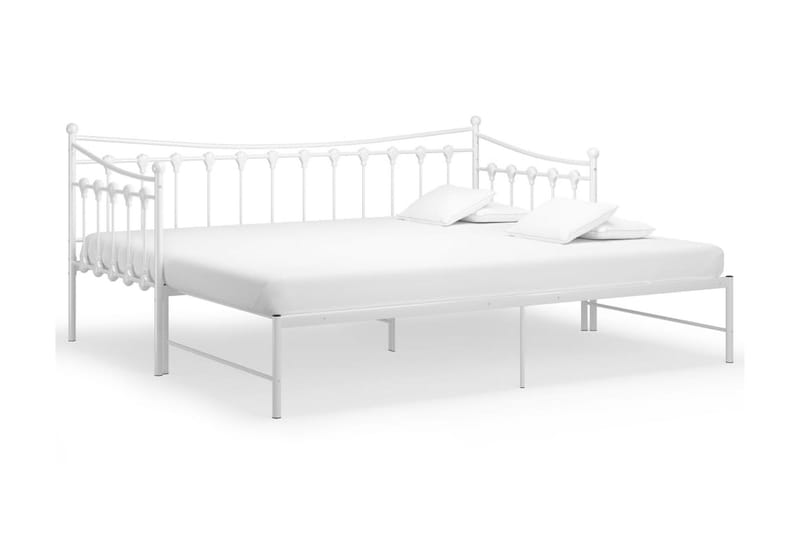 Utdragbar sängram bäddsoffa vit metall 90x200 cm - Vit - Bäddsoffa