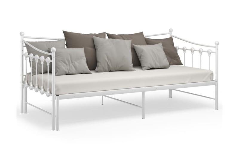 Utdragbar sängram bäddsoffa vit metall 90x200 cm - Vit - Möbler - Soffa - Bäddsoffa